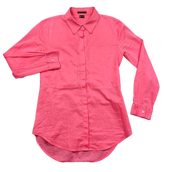 Theory TP LongSleeve Button Up Blouse Ladies Semi Sheer - Picture 1 of 4